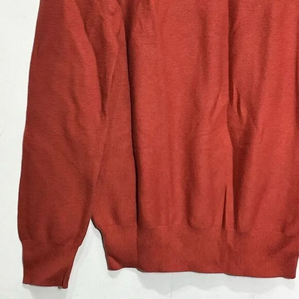 J. Crew Mens Size XS Crewneck Sweater Garter Stitch 100% Cotton Red/Burnt Orange